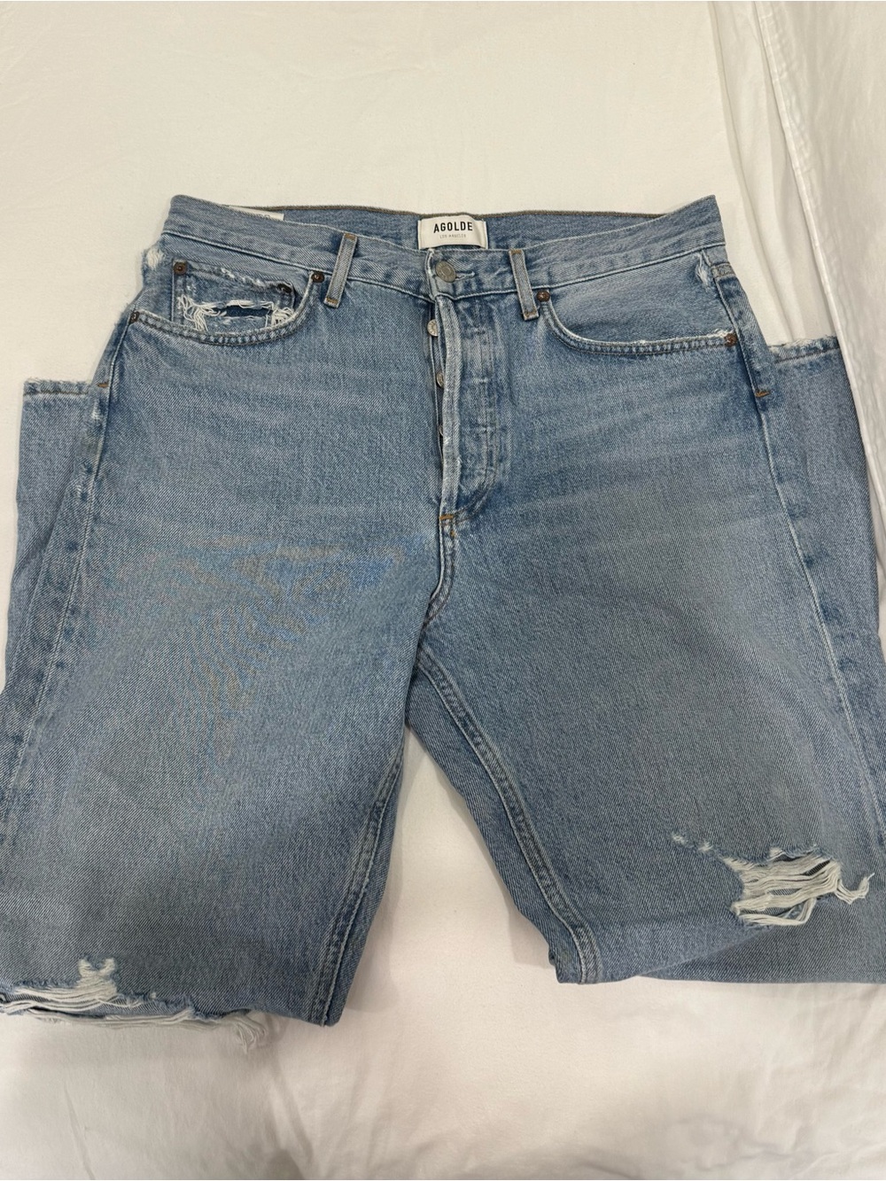 AGOLDE Light Blue Distressed Jeans